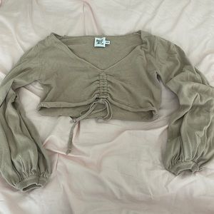 Princess Polly Tan Sweater Crop Top Long Sleeve Shirt